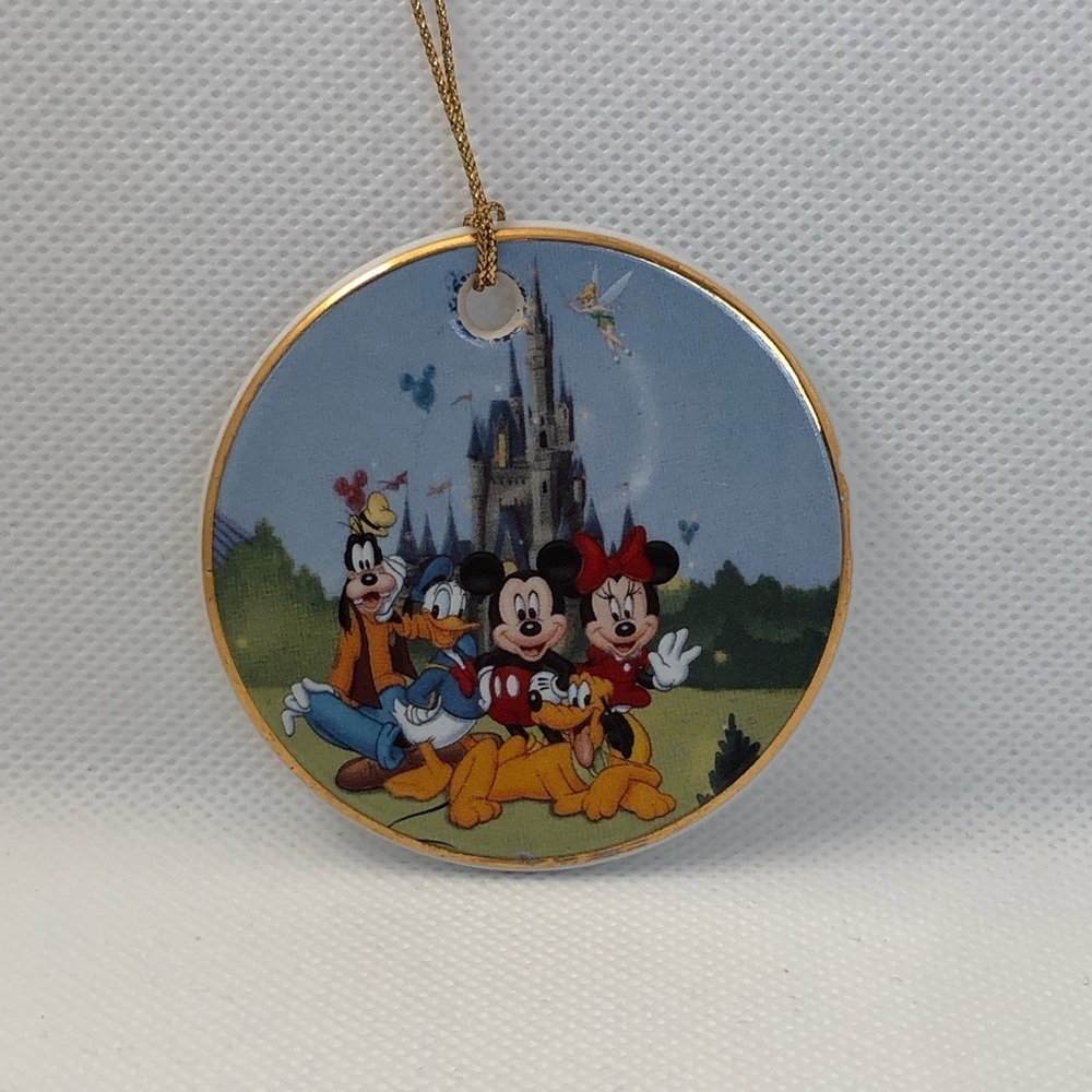 Vintage Walt Disney World Magic Kingdom Mickey & Friends Ceramic Ornament in Box